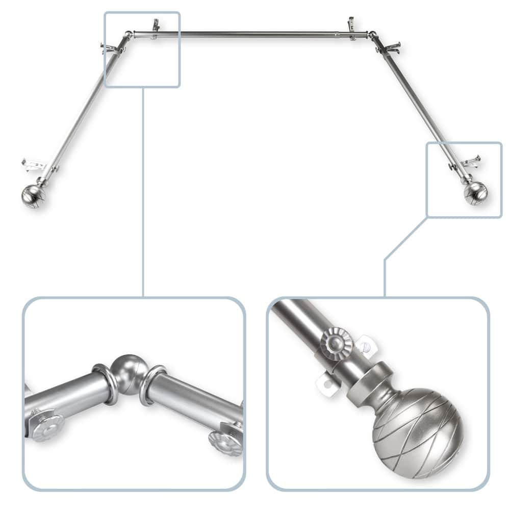 InStyleDesign Desmond 13/16" Bay Window Curtain Rod - 20-36 inches, 38-72 inches