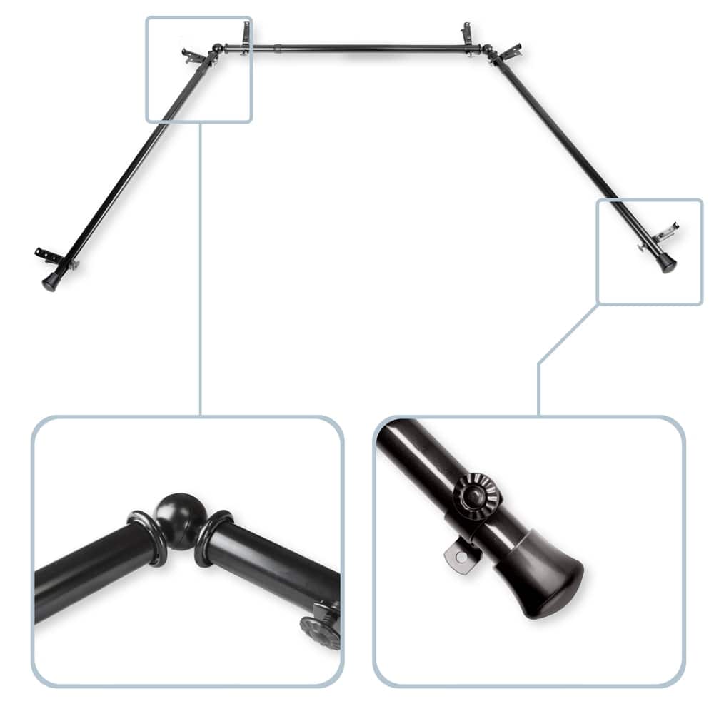 InStyleDesign 13/16" Bay Window Curtain Rod - 20-36 inches, 38-72 inches