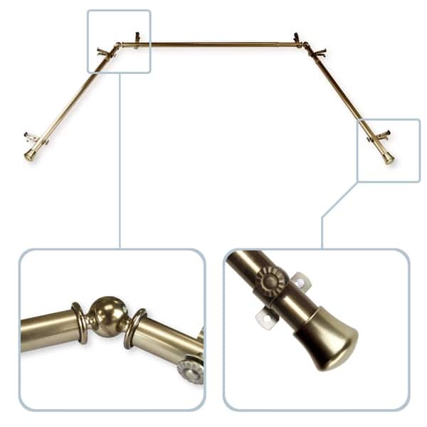 dimension image slide 1 of 2, InStyleDesign 13/16" Bay Window Curtain Rod - 20-36 inches, 38-72 inches