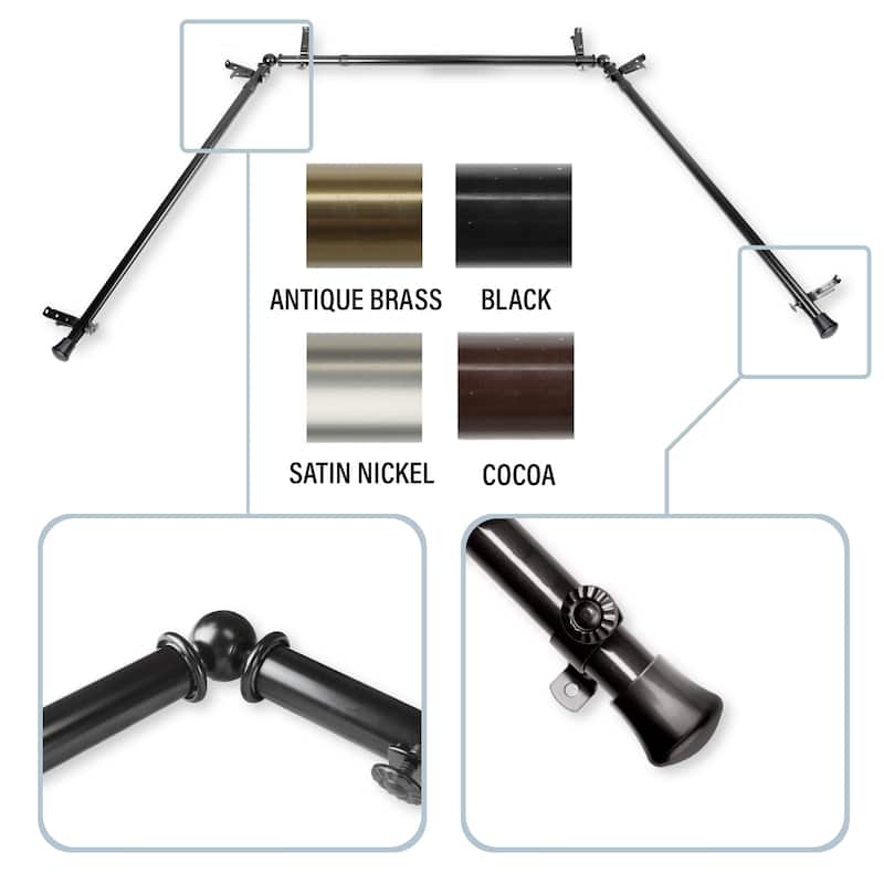 InStyleDesign 13/16" Bay Window Curtain Rod - 20-36 inches, 38-72 inches