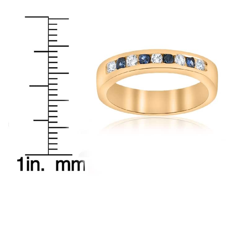 14k Yellow Gold 1/3 ct TW Diamond & Blue Sapphire Anniversary Wedding Ring (I-J, I2-I3)