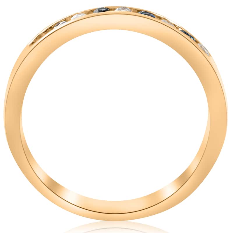 14k Yellow Gold 1/3 ct TW Diamond & Blue Sapphire Anniversary Wedding Ring (I-J, I2-I3)