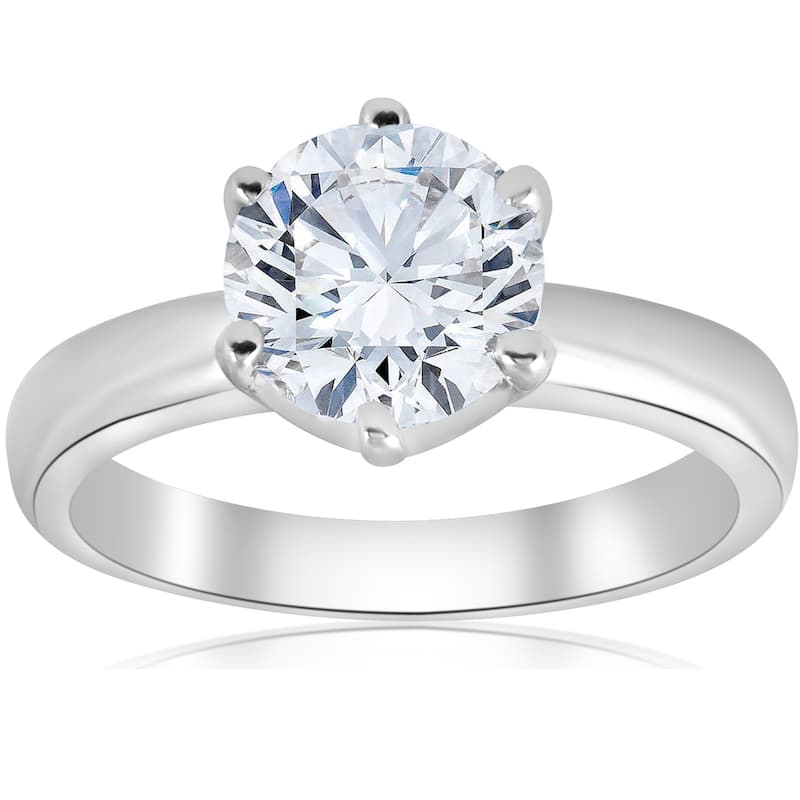 14k White Gold 1 1/2 ct TDW Round Diamond Solitaire Engagement Ring Clarity Enhanced 6-Prong (H-I,I1-I2) - 4