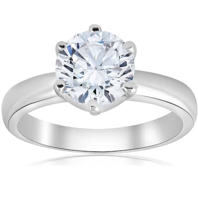 14k White Gold 1 1/2 ct TDW Round Diamond Solitaire Engagement Ring Clarity Enhanced 6-Prong (H-I,I1-I2)