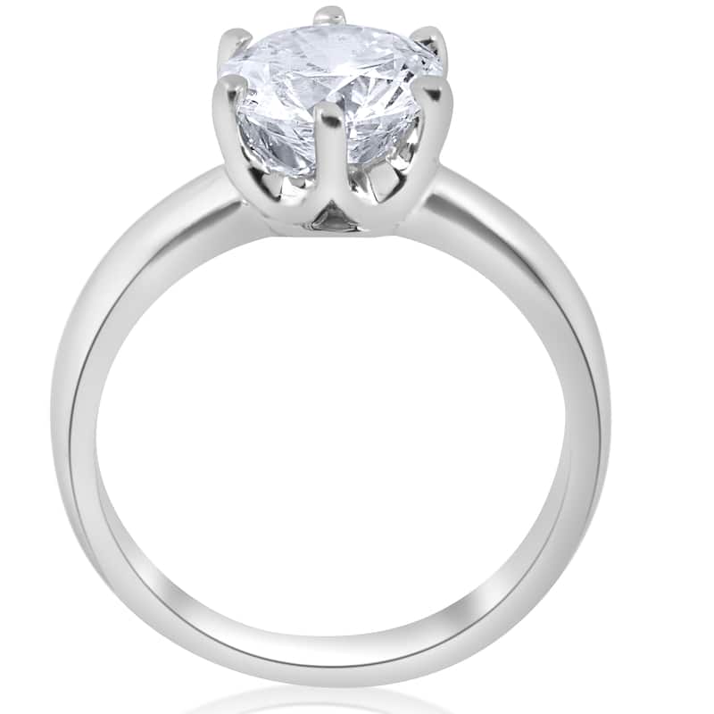 14k White Gold 1 1/2 ct TDW Round Diamond Solitaire Engagement Ring Clarity Enhanced 6-Prong (H-I,I1-I2)