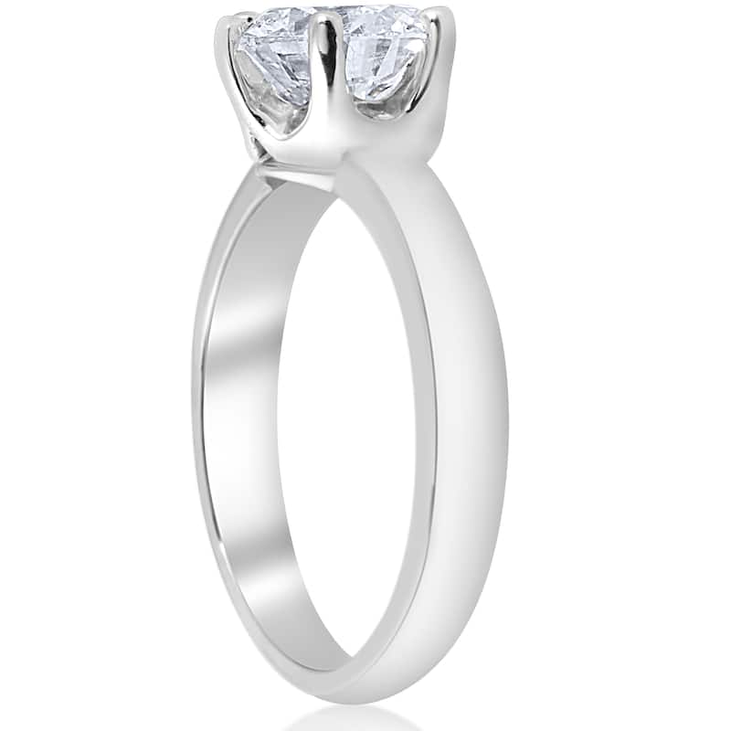 14k White Gold 1 1/2 ct TDW Round Diamond Solitaire Engagement Ring Clarity Enhanced 6-Prong (H-I,I1-I2)