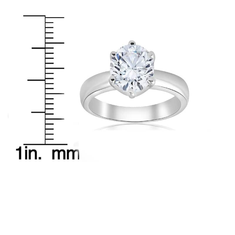 14k White Gold 1 1/2 ct TDW Round Diamond Solitaire Engagement Ring Clarity Enhanced 6-Prong (H-I,I1-I2)