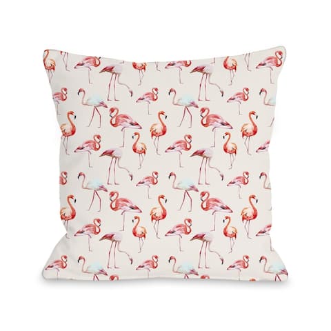 One Bella Casa Multicolor Flamingo Party Throw Pillow