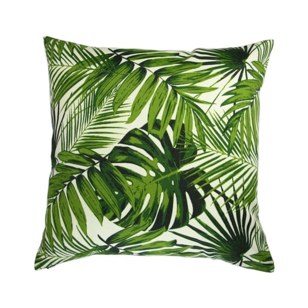 18-inch Indoor/Outdoor Island Hawaiian Beach Bahamian Tropical Botanics Green Palm Leaves - Throw Pillow (Set of 2)