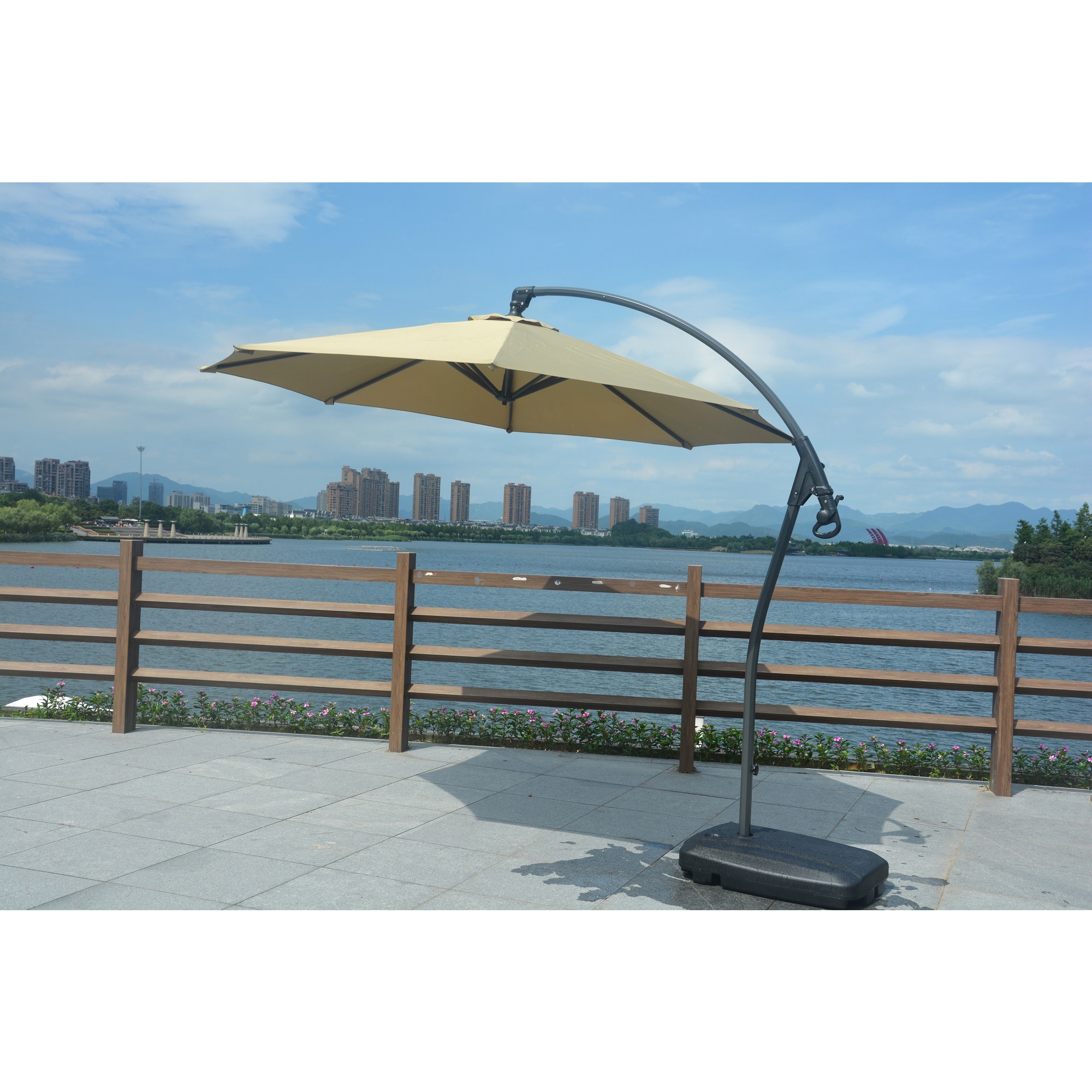 Shop Black Friday Deals On 10 Ft Adjustable Offset Cantilever Patio Umbrella With Cantilever Crank And Base By Direct Wicker Overstock 17037715