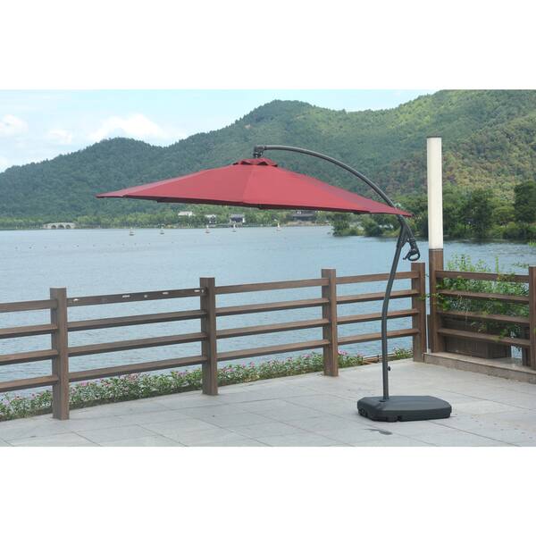 Shop Black Friday Deals On 10 Ft Adjustable Offset Cantilever Patio Umbrella With Cantilever Crank And Base By Direct Wicker Overstock 17037715