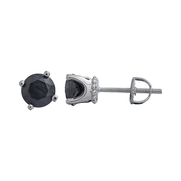 Sterling Silver 1 7 10ct Tdw Enhanced Black Diamond Stud Sterling Silver 1 7 10ct Tdw Enhanced Black Diamond Stud Earrings