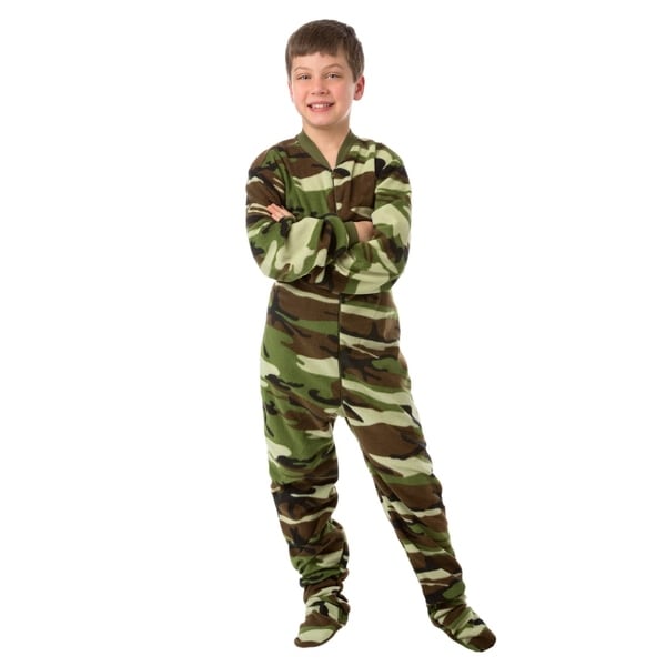 Big Feet Pjs Kids Green Camo Fleece Boys Footed Pajamas One Piece Sleeper. Opens flyout.