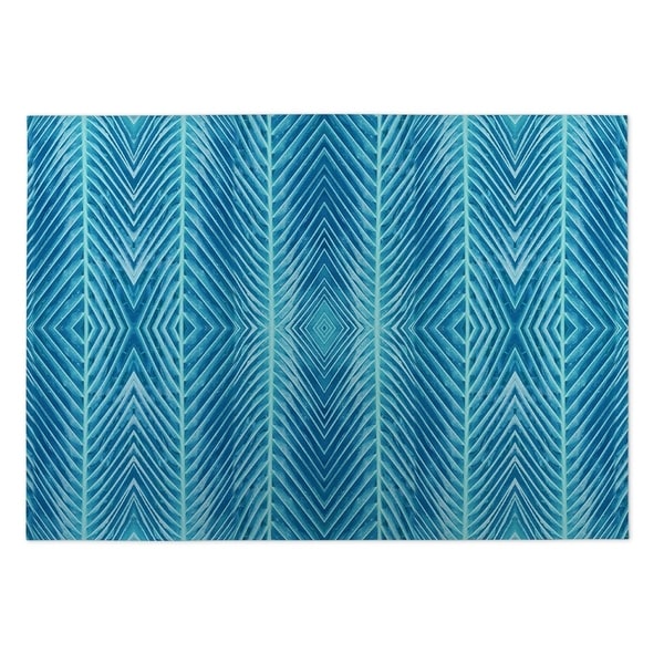 Kavka Designs Blue Blue Palms Indoor/Outdoor Floor Mat (8' X 10') - 8' x 10'