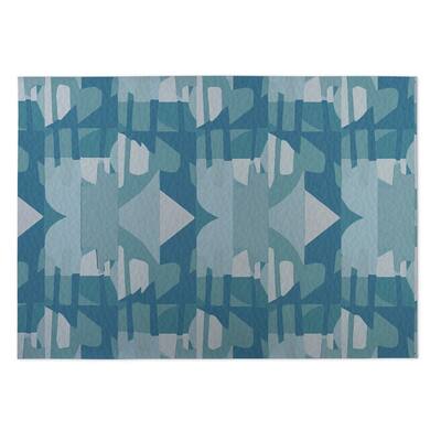 Kavka Designs Blue Fragments Indoor/Outdoor Floor Mat (8' X 10') - 8' x 10'