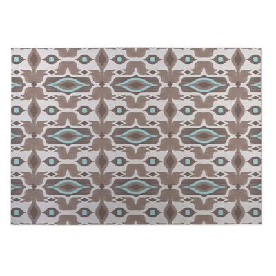 Kavka Designs Ivory/Taupe/Turquoise Mojave Indoor/Outdoor Floor Mat (8' X 10') - 8' x 10'