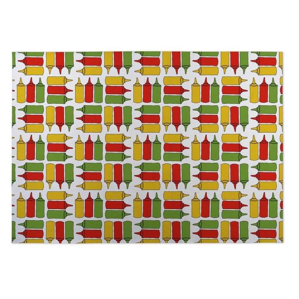 Kavka Designs Red/Yellow/Green Bbq Indoor/Outdoor Floor Mat (8' X 10') - 8' x 10'