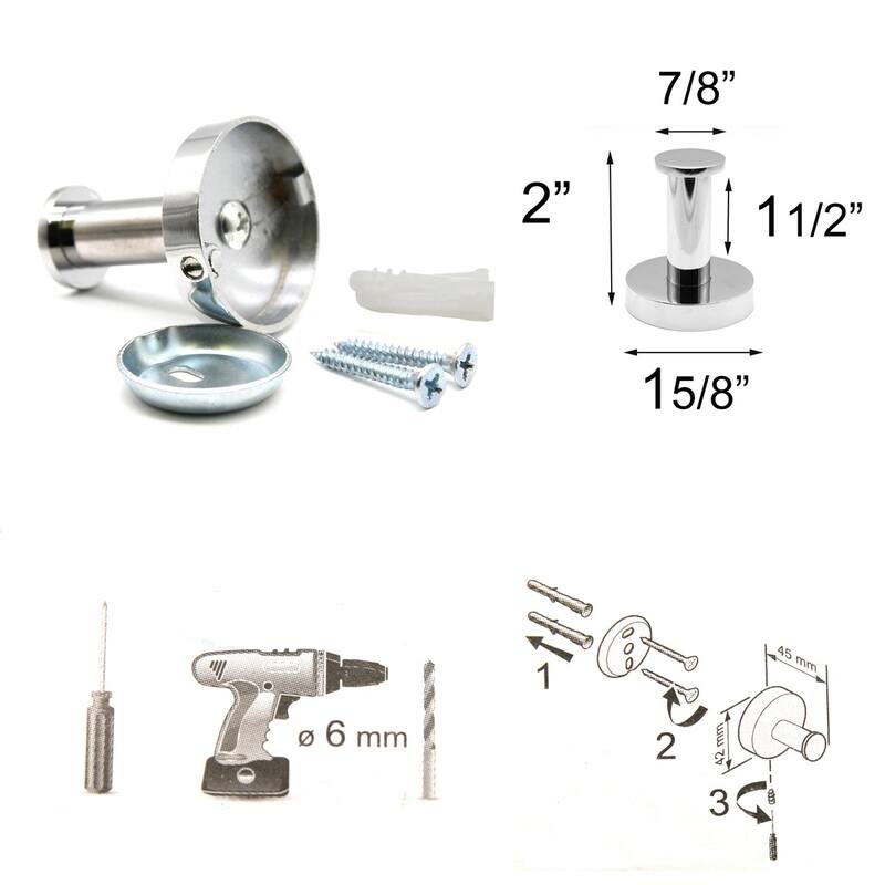 Wall Mount Towel Hook, Single Robe Hook, Polished Stainless Steel - 2H X 1.10W x1.10L