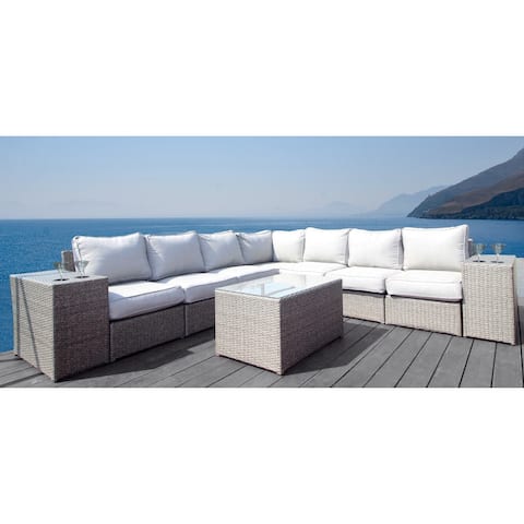 Living Source International Chelsea 10-piece Modular Grey Aluminum/Wicker Sectional Set