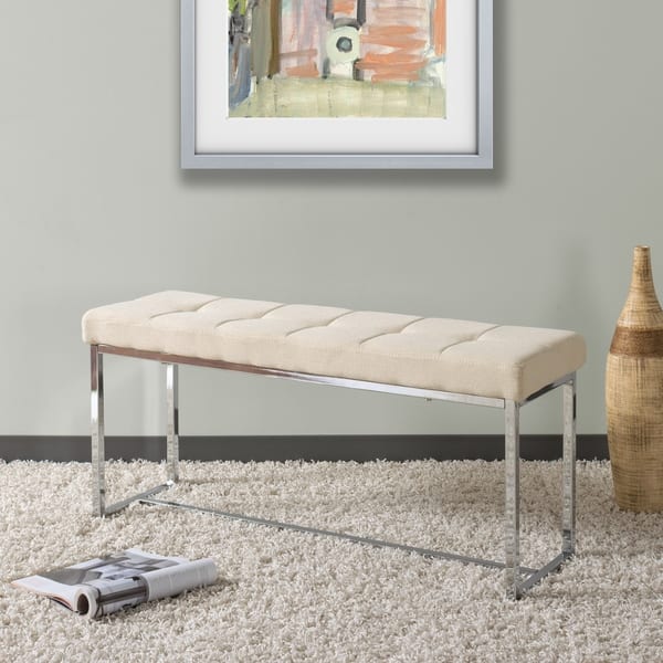 Shop Porch Den Loretto Kennedy Modern Fabric Bench With Chrome