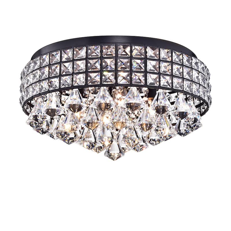 Simeone Crystal and Black Metal 4-light Semi-flush Lamp