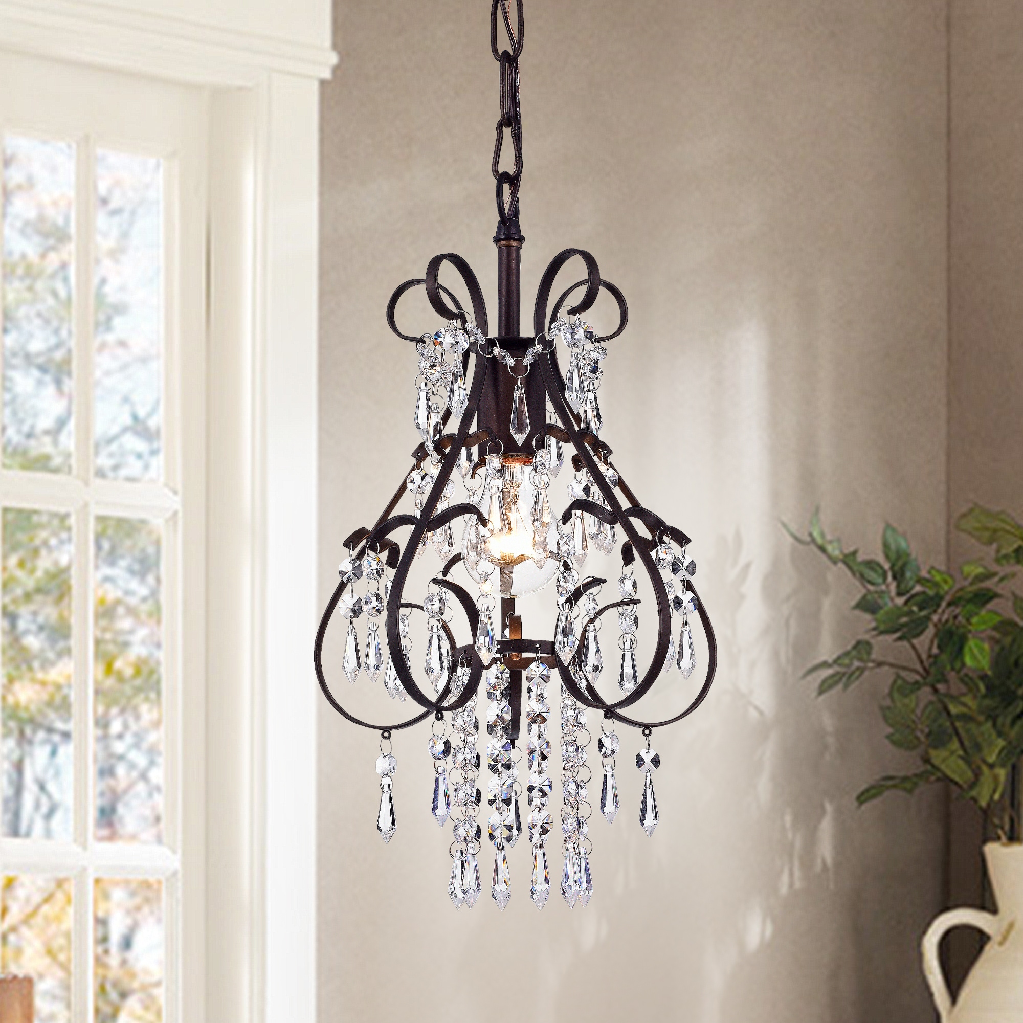 Warehouse of Tiffany Kerime Antique Bronze Metal and Crystal 1-light Pendant