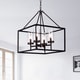 preview thumbnail 2 of 0, Anson Clear Pillar Glass Antique Bronze 4-light Square Chandelier