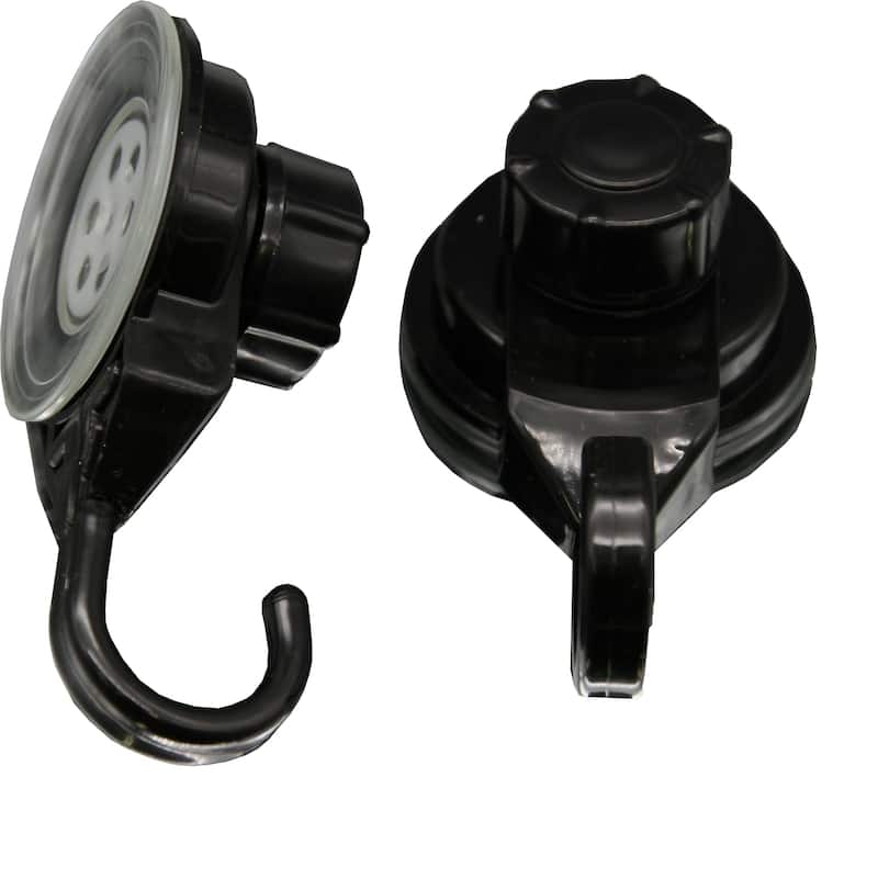 Suction Cup Hooks Shower-Kitchen Walls Organizer Loofah Set of 2 - Black