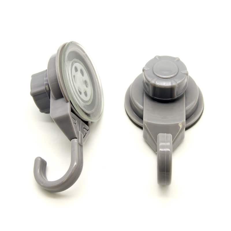 Suction Cup Hooks Shower-Kitchen Walls Organizer Loofah Set of 2 - Grey