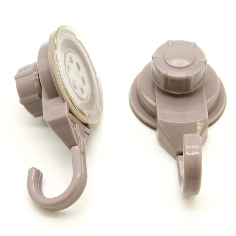 Suction Cup Hooks Shower-Kitchen Walls Organizer Loofah Set of 2 - Beige