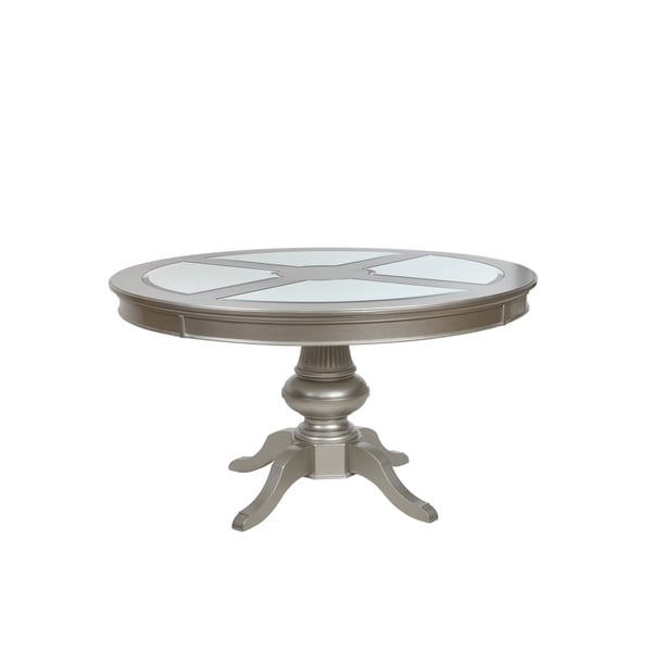 Park Ave Pearlized Platinum Round Dining Table - Silver