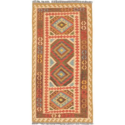 eCarpetGallery Anatolian Brown/ Ivory Wool Flatweave Kilim (3'5x6'10)