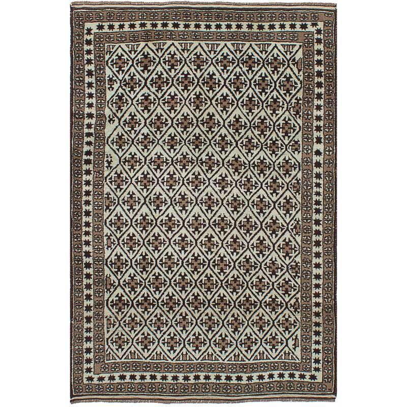Handknotted Color Transition Brown, Blue Wool Rug 5'7" x 8'6" Bed