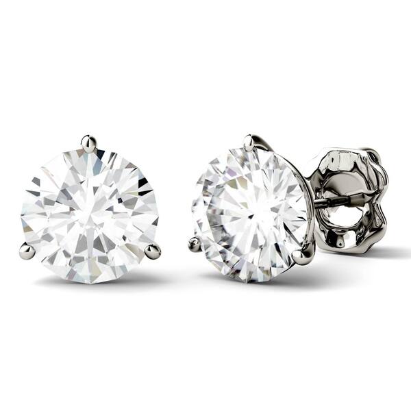 Details about / 1.0 TCW Round Cut DVVS Forever Moissanite Stud Earrings In 14k White Gold Plated