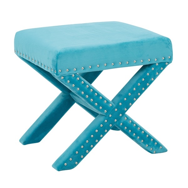 Ave Six Katie Micro Velvet Bench with Silver Nail Heads