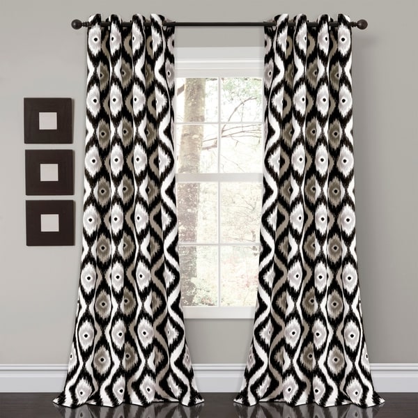 Lush Decor Diamond Ikat Room Darkening Window Curtain Panel Set - 52x84