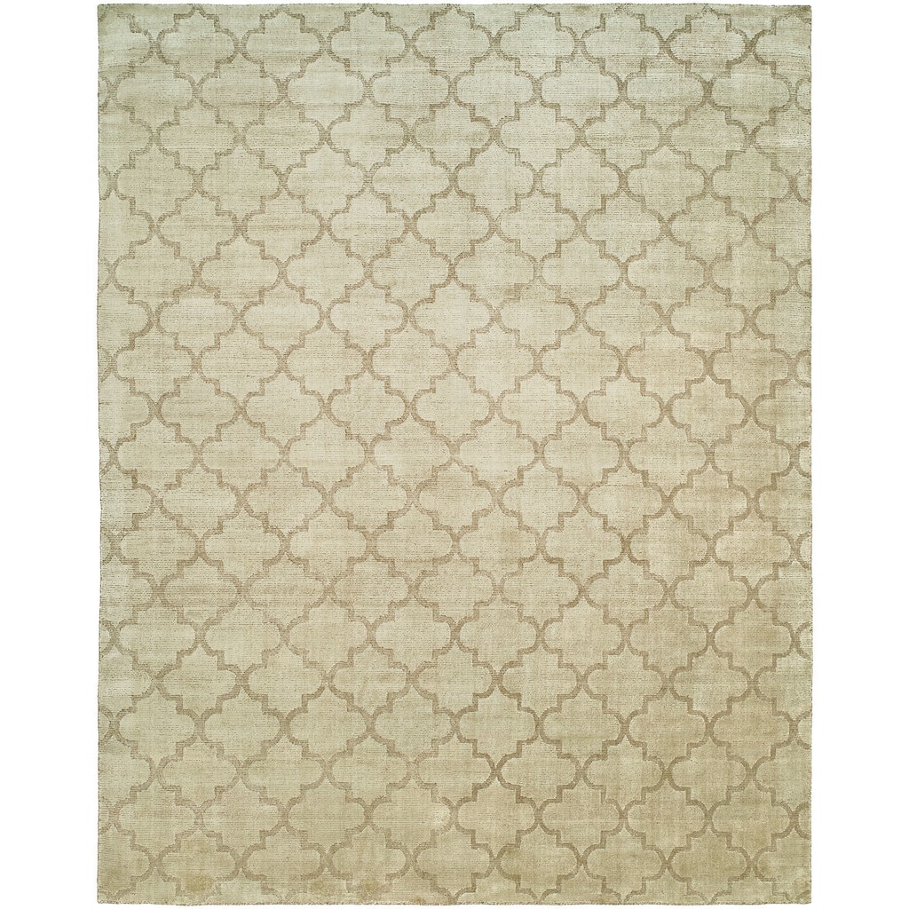 Chino Beige Wool/Viscose Handmade Geometric Area Rug