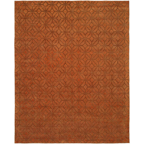 Avalon E Handmade Orange Wool And Viscose Area Rug 12 X 15