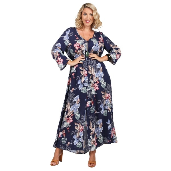 Print surplice plus size ethnic dress shop