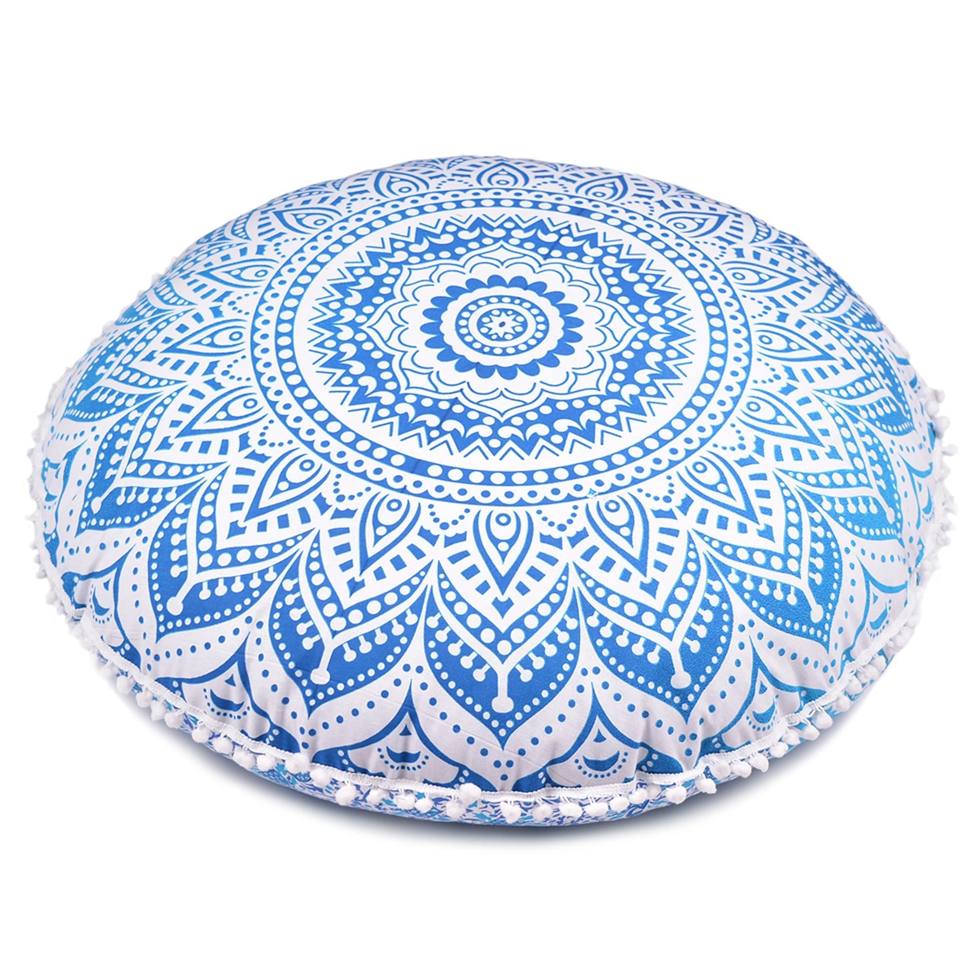 20X20X4 Inch Square Blue Gold Mandala Box Cushion Covers New Cotton Pillow Cover