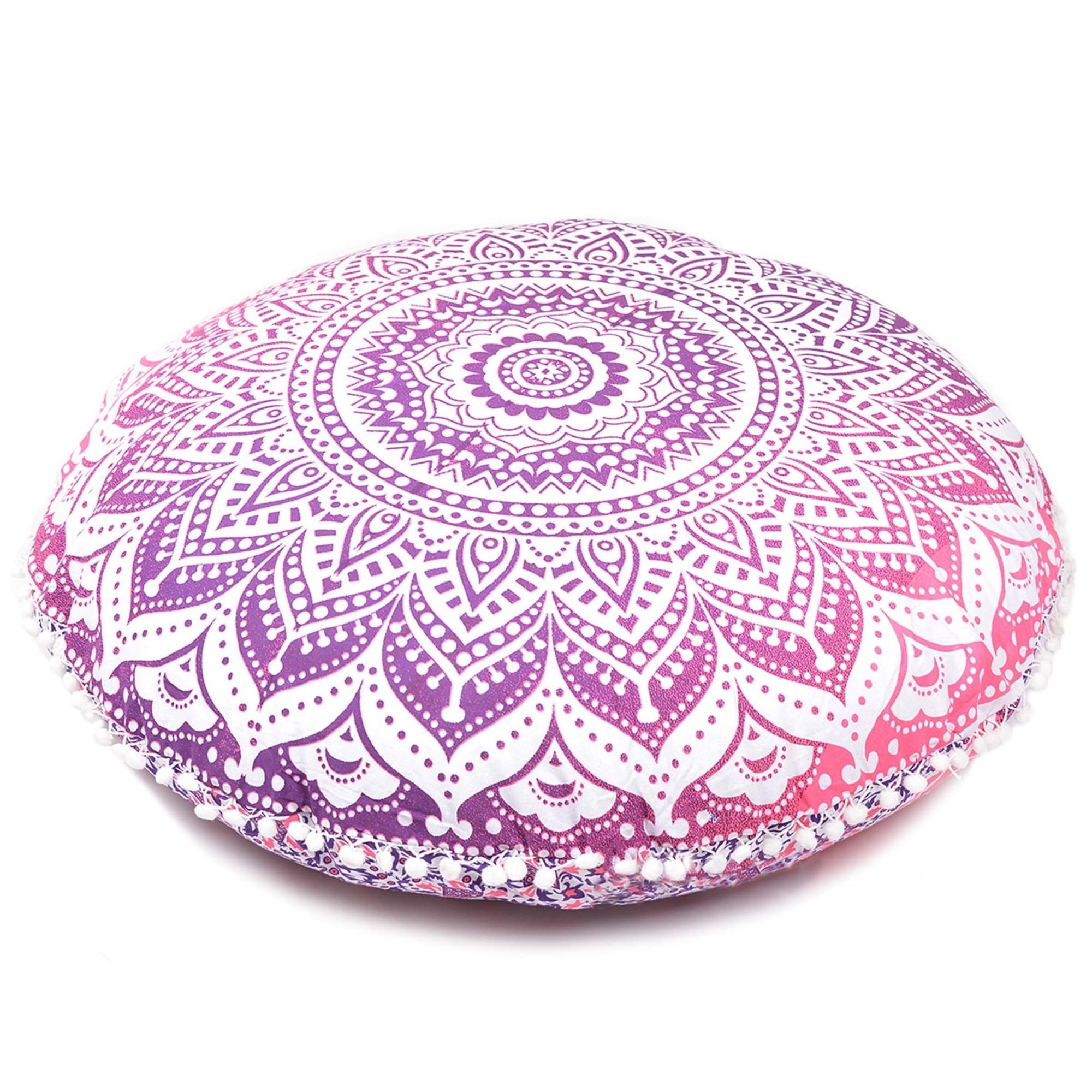 B&W Large Indian Round Floor Pillows Mandala Decor Meditation Cushion Cover 32" 