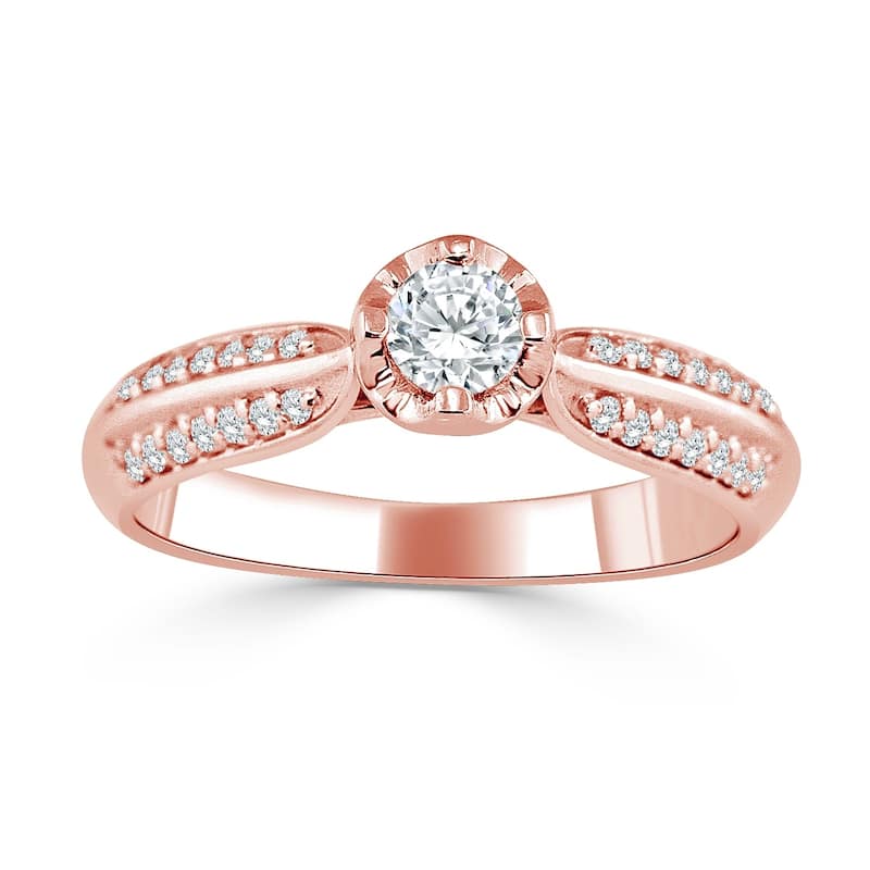 Auriya Petite 1/3ctw Round Diamond Engagement Ring 14k Gold