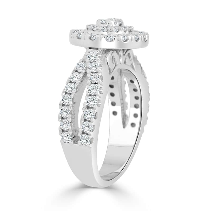 Auriya Unique Split Shank 1ctw Pave Diamond Engagement Ring 14k Gold