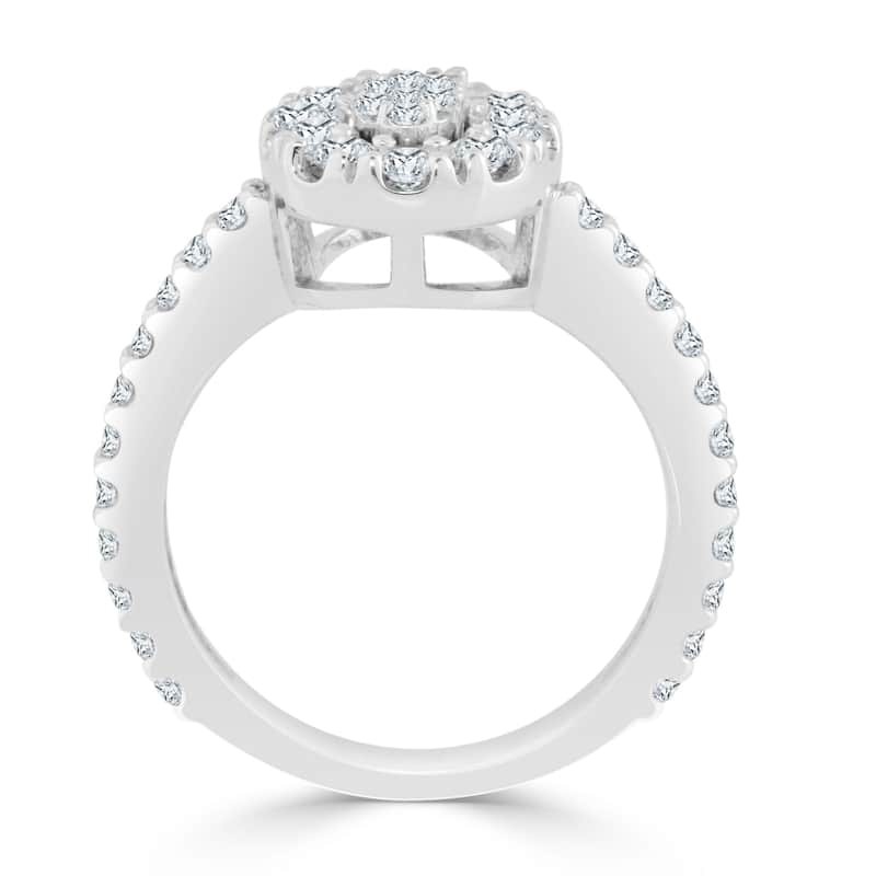 Auriya Oval Shaped 1/2ctw Halo Diamond Engagement Ring 14k Gold
