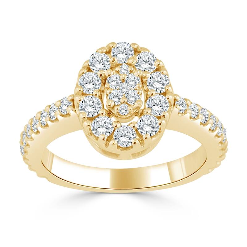 Auriya Oval Shaped 1/2ctw Halo Diamond Engagement Ring 14k Gold