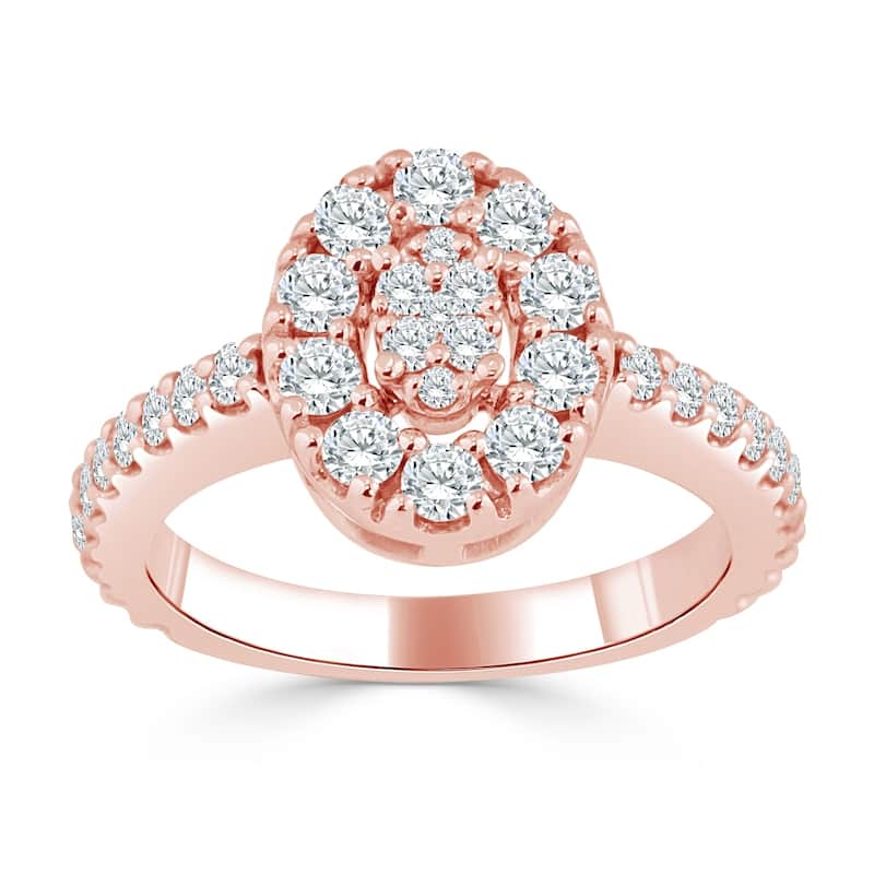 Auriya Oval Shaped 1/2ctw Halo Diamond Engagement Ring 14k Gold