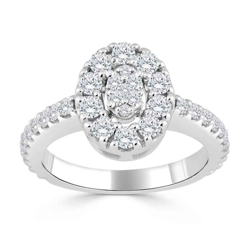 Auriya Oval Shaped 1/2ctw Halo Diamond Engagement Ring 14k Gold