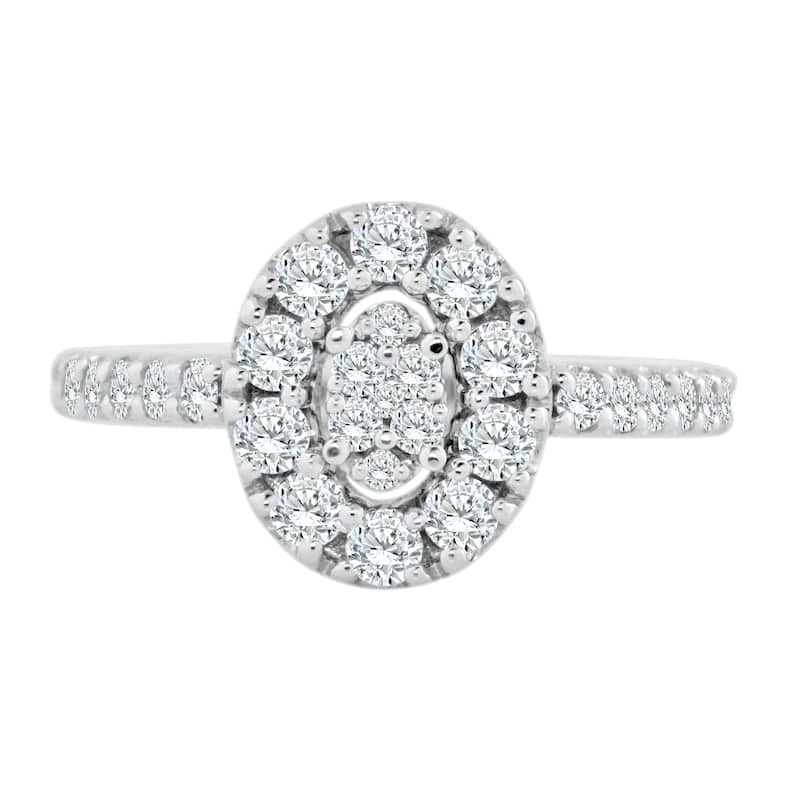 Auriya Oval Shaped 1/2ctw Halo Diamond Engagement Ring 14k Gold