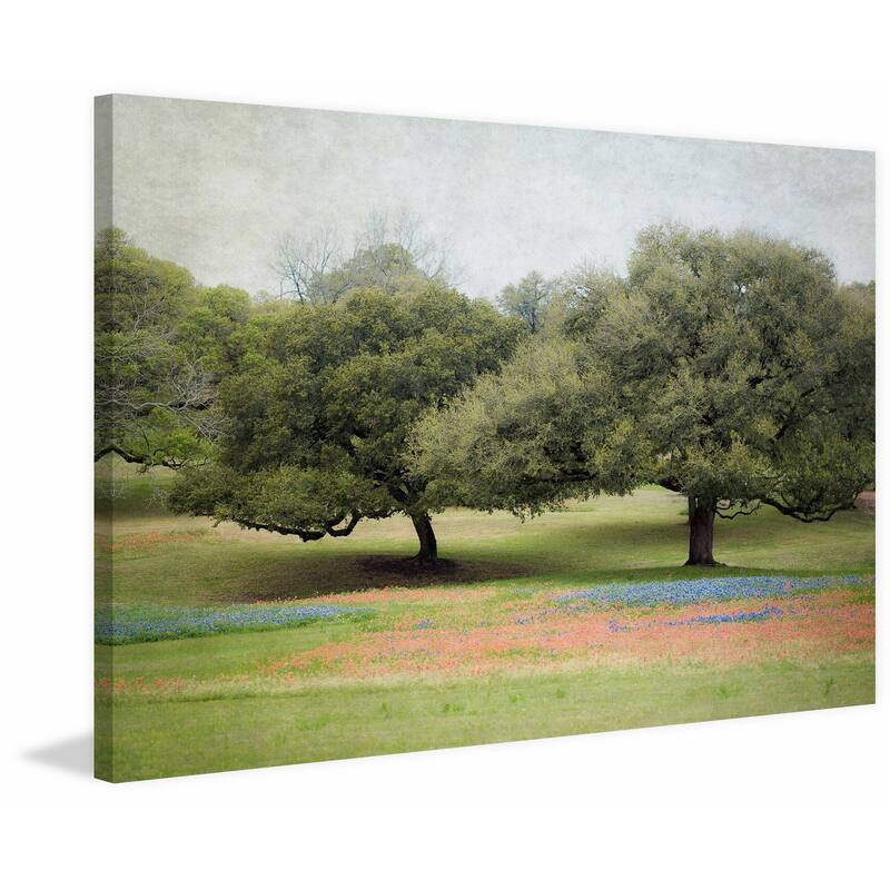 'Texas Blue Bonnets' Painting Print on Wrapped Canvas - Green