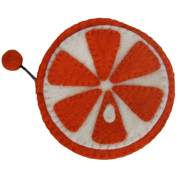Handmade Felt Fruit Coin Purse - Orange (Nepal). Opens flyout.